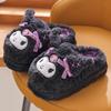Зимние пушистые хлопковые тапочки Sanrio для девочек – Теплая домашняя обувь с мультяшным дизайном и толстой подошвой, доступна в размерах для родителей и детей.