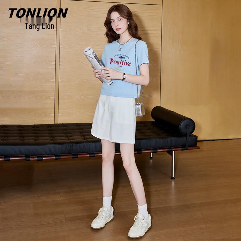 Женская хлопковая футболка TonLion с принтом букв