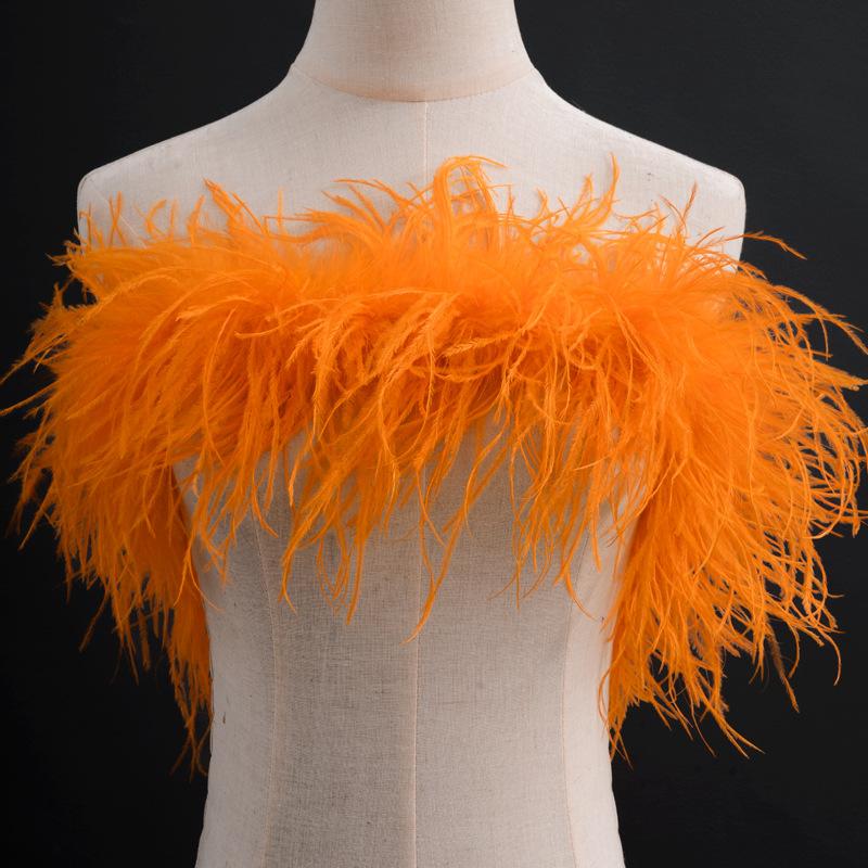 3 Layers Of Color Encryption Bold Ostrich Feather Strip Catwalk Latin Dance Dress Fashion Diy Handmade Clothing Accessories