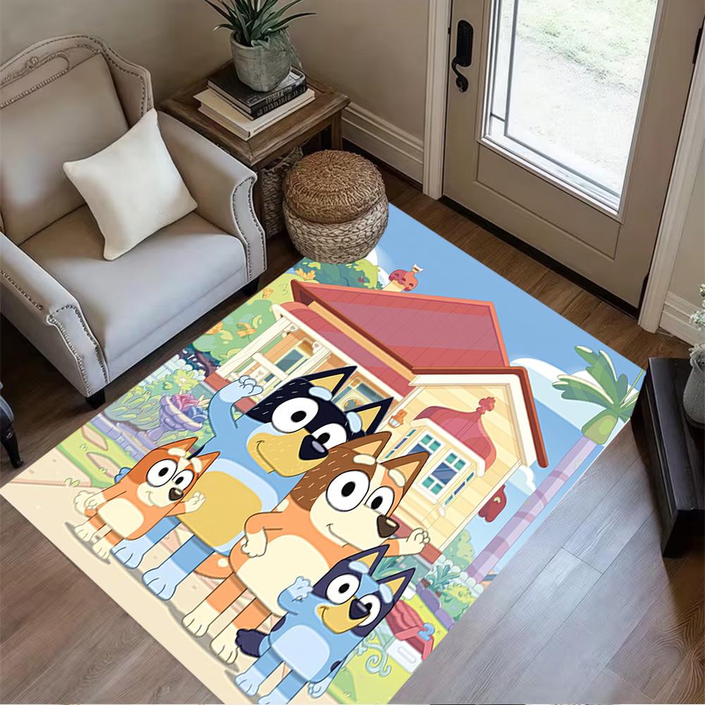 Bluey's Colorful Adventures Floor Mat Design for Dormitory Entryway Decorate room Balcony Anti-slip Rug Decorate Offices Best for Christmas