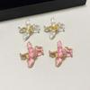 1 pair Luxury Golden and Silver Earrings Zinc Zinc Alloy Metal Flower Ear Studs Enamel Iris Earrings  Holiday