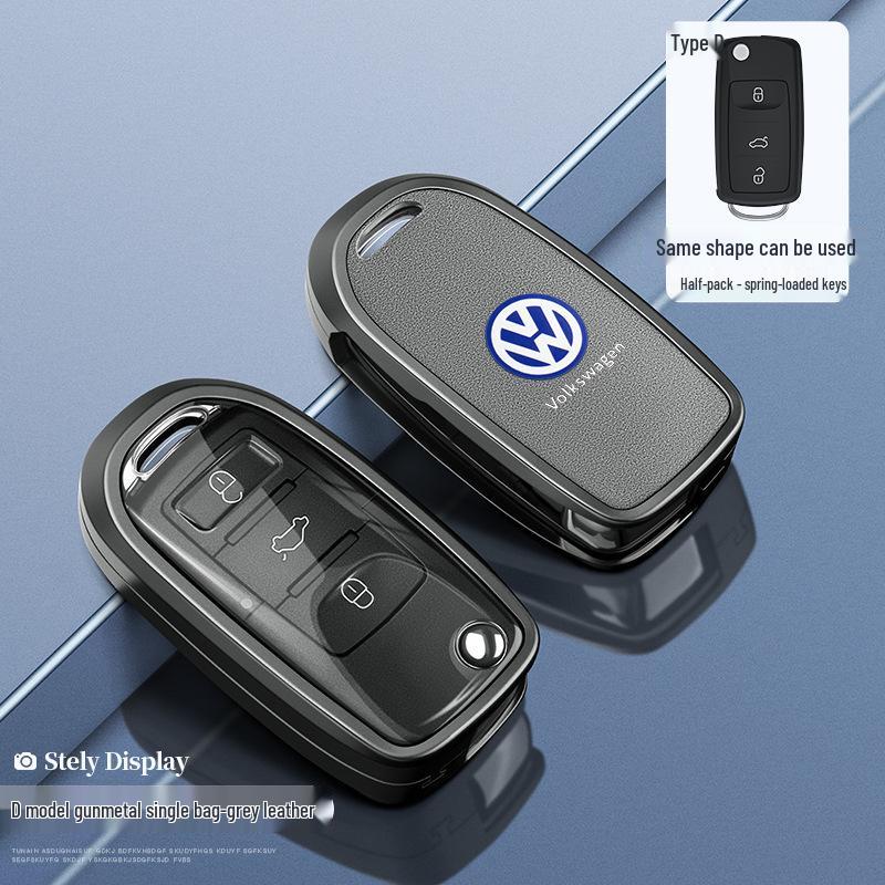 Складной ключ-брелок Volkswagen стиль B с кнопкой запуска для Tayron, Tuyue, Teramont X, Tiguan X - Полное покрытие, Невыдвижной