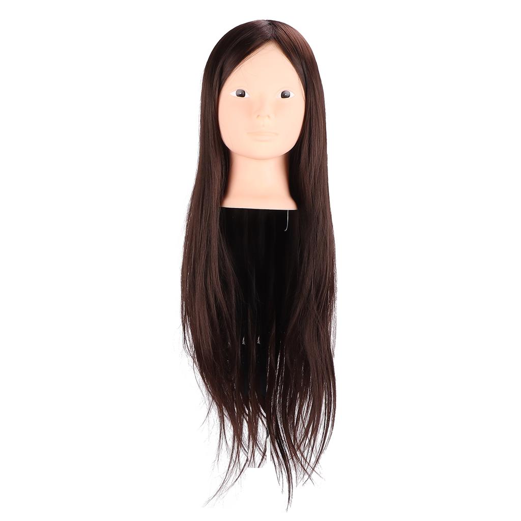 Long Brown Hair Mannequin Head High Temperature Synthetic Hair Styling Practice Training Head for Beauty Teachers