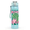 1PC Pacha Club Green Striped Typography Print 750ml Color Plastic Sports Water Bottle Leakproof Flip Straw Lid Suitable for Sports Office Home Use