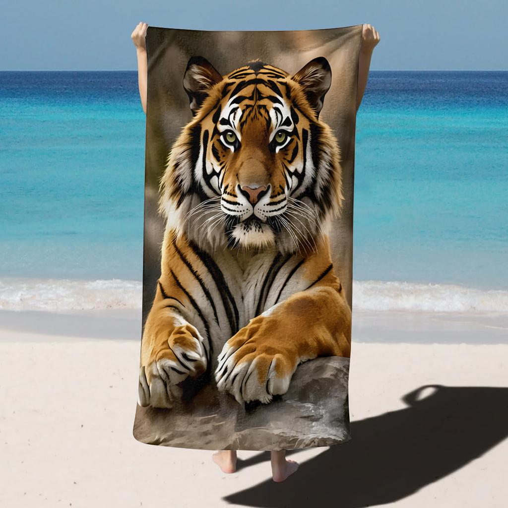 1PC White Tiger Lion pattern for family friends Gifts Towel Quick-Dry Beach Towel For Yoga Tourism Beach GYM Camping Swimming