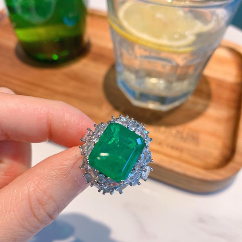 Gica Gema 925 Sterling Silver12*14MM Zircons Gemstone Engagement Ring For Women Fine Jewelry