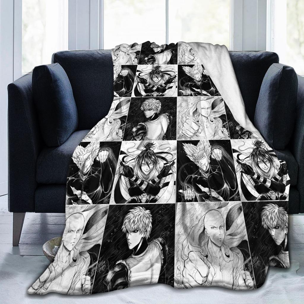 Saitama Genos Sonic Flannel Blanket OnePunchManS Anime Fashion Throw Blankets for Sofa Bedding Lounge 200x150cm Quilt