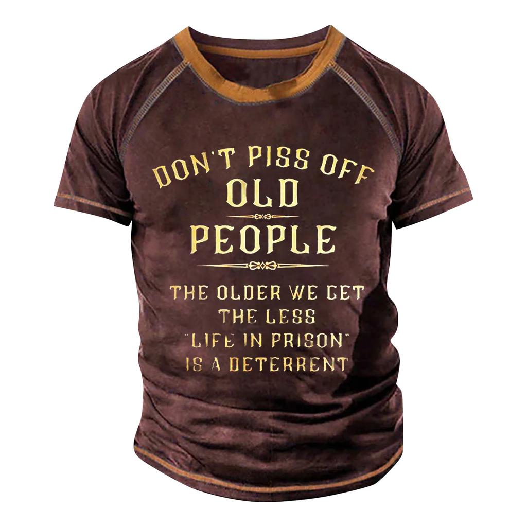 Мужская футболка реглан в стиле ретро с коротким рукавом и круглым вырезом с буквенным принтом, топы