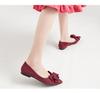 Fashion Women's Single-shoe Bow 2024 New Korean Version Pointed Large-size Women's Shoes Simple Solid Color Low-heeled Suede
