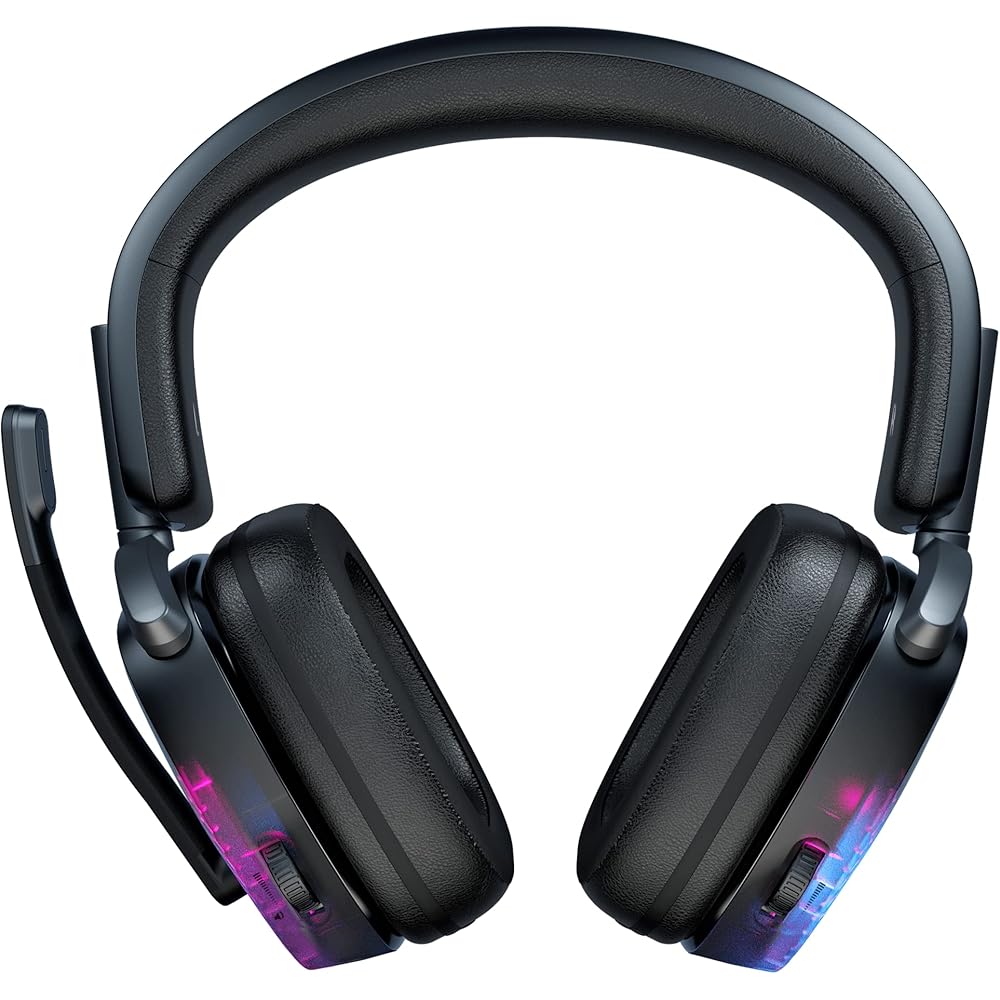 Беспроводная игровая гарнитура ROCCAT Syn Max Air, 2,4 ГГц/Bluetooth, одновременное воспроизведение со смартфоном, Черная, PC/PS5/PS4/Switch, Откидной микрофон с функцией Mute, 3D-звук, Зарядка