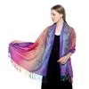 Popular Colorful Cashew Tassel Shawl for Women Ethnic Style Gradient Embroidery Scarf