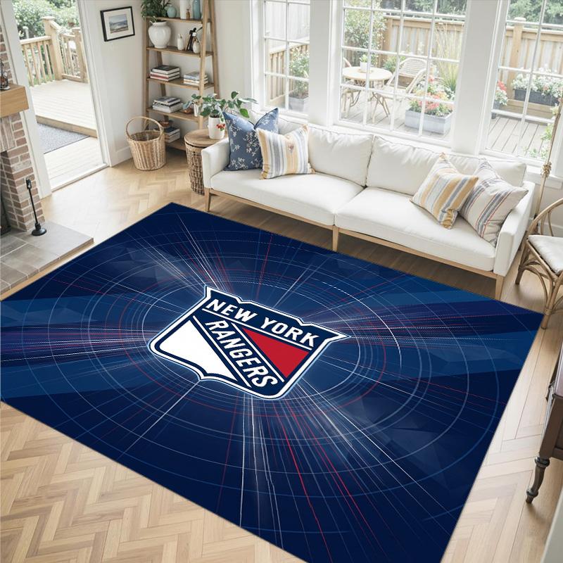 New York Rangers Design Crystal Velvet Carpet Cozy Non?Slip Printed Rug For Bedroom Living Room Entrance