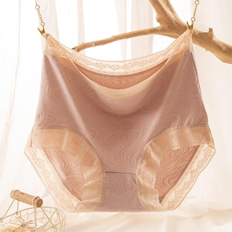 Women's High Waisted Underwear Large-sized Seamless Underwear Comfortable Underwear Women's Tight Belly Triangle Lace Breathable Underwear