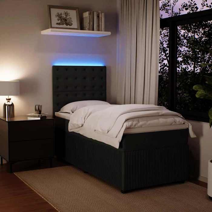 Maison Exclusive - Sommier à lattes de lit avec matelas Noir 90x190 cm Velours