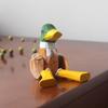 Mini Wooden Duck Figure Cute Desktop Ornament Creative Green-headed Duck Statue  Entryway Decor