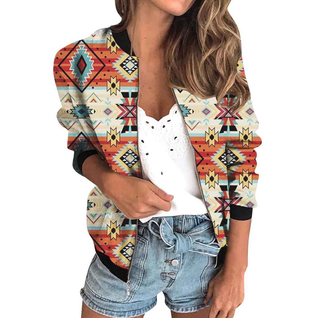 20256 autumn women's jacket zipper short 3D printing painted pattern women's fashion single item one generation