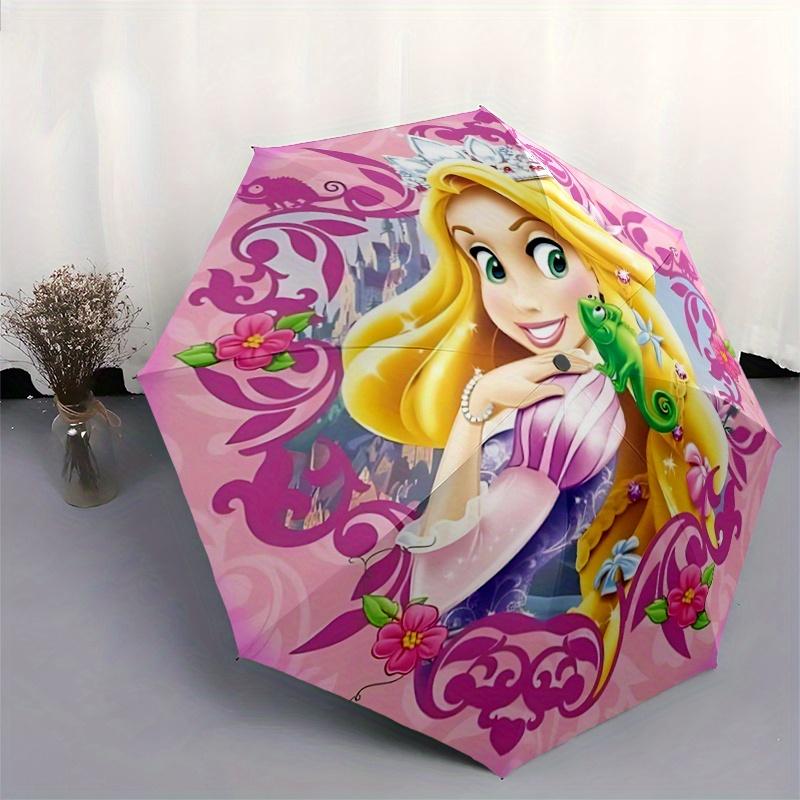 1pc Princess Aurora's Auto-Folding Umbrella: Portable 3-Fold Design with Iron Frame - Perfect for Travelers, Everyday Use, and Festive Gifts