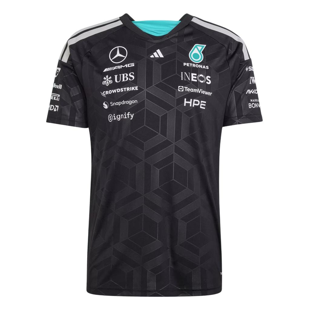 adidas Автоспорт FW25 Mercedes - AMG Petronas Formula 1 Team Влагоотводящая Быстросохнущая Облегающая Короткий рукав Гоночная Футболка Мужские Топы KF0161