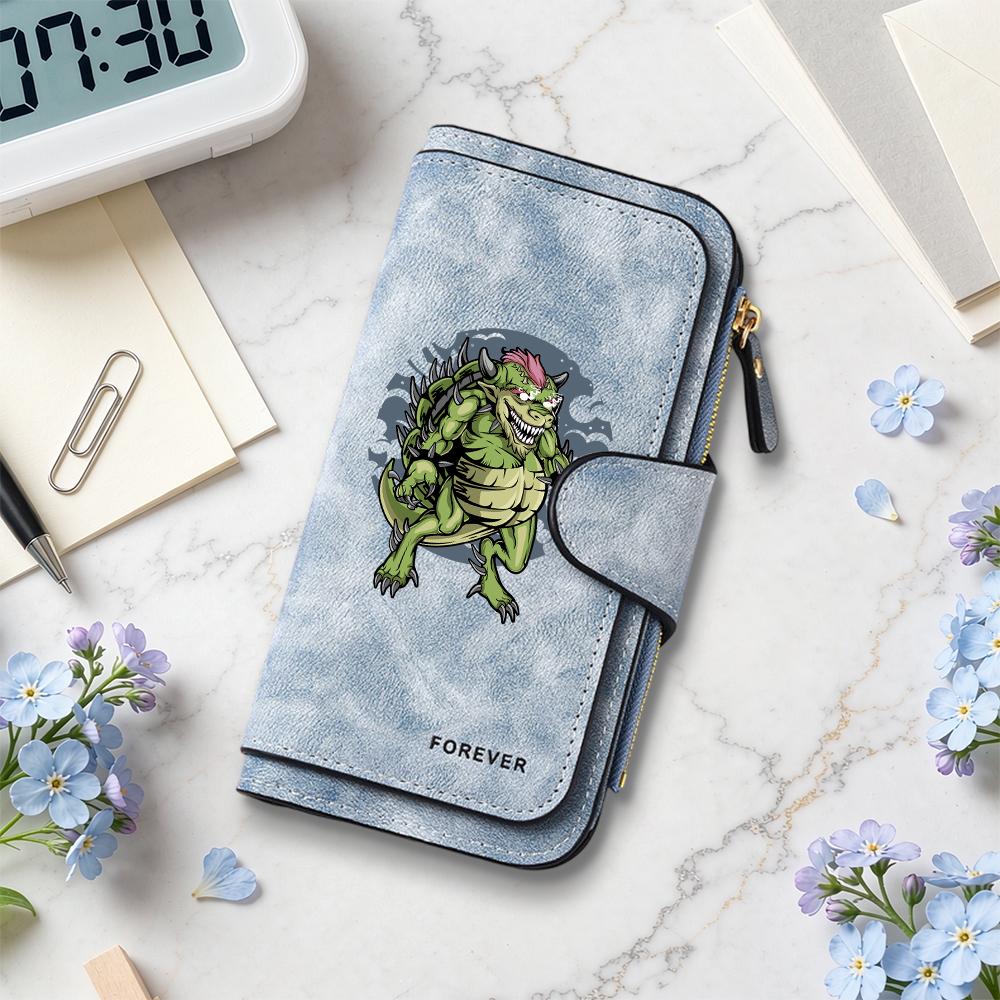 Cool Monster Pattern Long Wallet Fashion Multi Slot Card Holder Casual Portable Purse for Daily Use