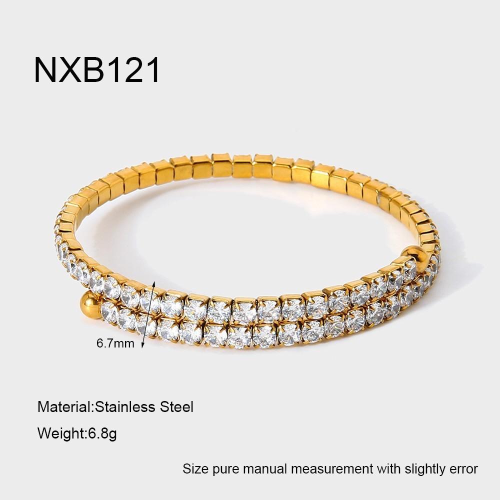 Hot Sale Light Luxury Elegant Full Diamond Love Tennis Chain Plated 18k Gold Stainless Steel Luxury Fashion Zircon Bracelet