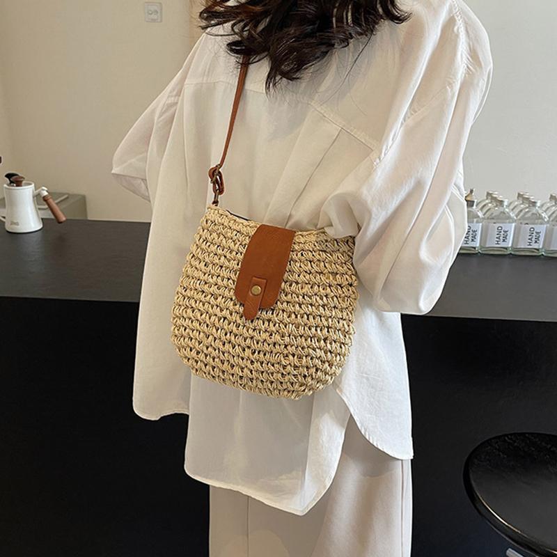 Повседневные плетеные соломенные пляжные сумки женские сумки летняя соломенная сумка через плечо