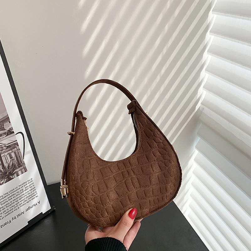 New Fashion Women Bag Retro Felt Impressed Crocodile Underarm Bag Women Shoulder Bag