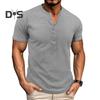 Мужская футболка с воротником Генри, короткий рукав, однотонная футболка с воротником на пуговицах, повседневная футболка-пуловер для спорта, путешествий, офиса