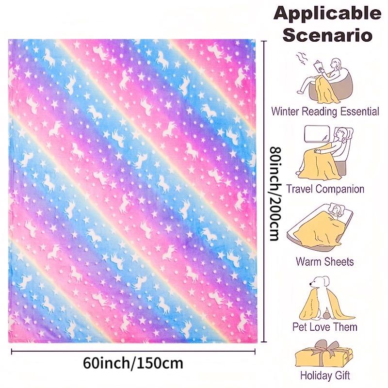 A children's luminous blanket comfortable and soft flannel blanket suitable for sofa beds schools rainbow unicorns