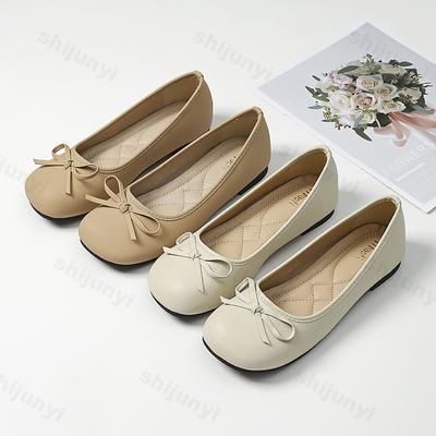 2024 Новые женские повседневные туфли на плоской подошве с круглым носком, женские легкие балетки с милым бантом, туфли Мэри Джейн без застежек, Zapatillas Mujer