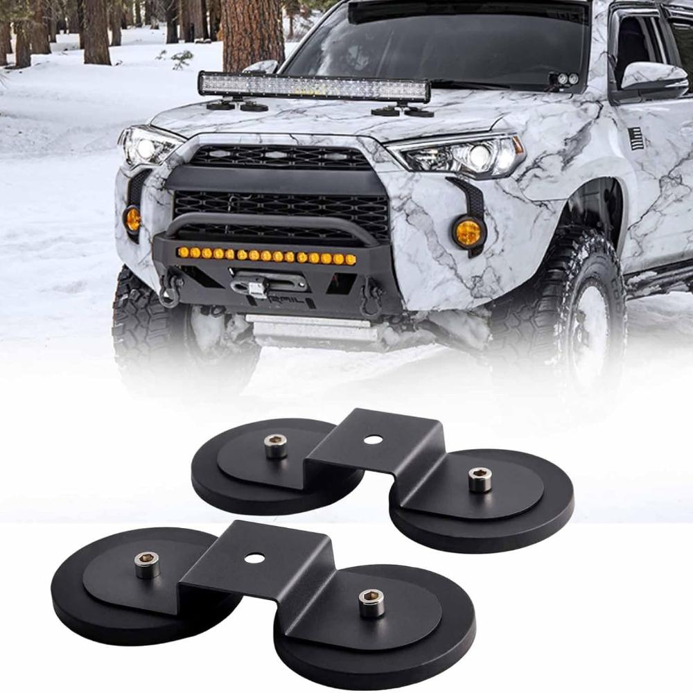 Work Lights Holder 2 Pieces, 3.46inch for Led Light Bar Headlamp Ultra-strong Magnetic Holder For Use On the Roof, the Hood with Rubber Seal