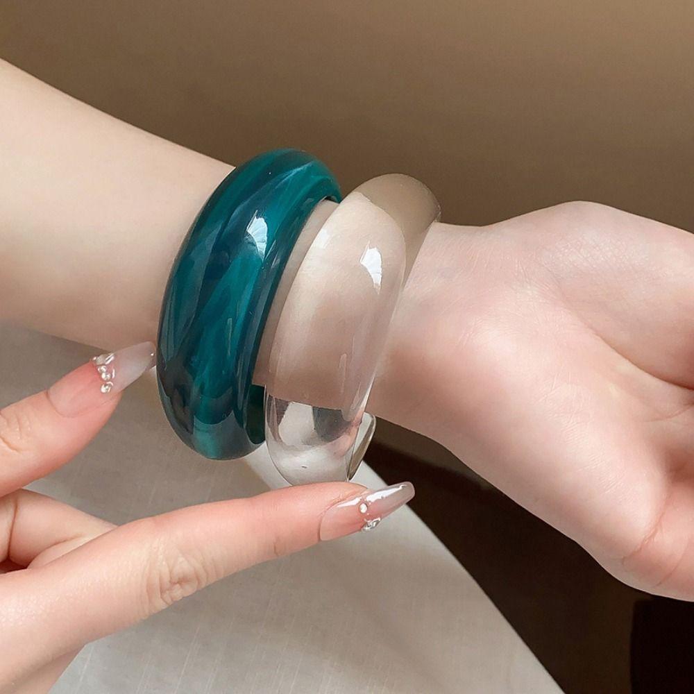 Smudging Irregular Wide Bracelet Curved Retro Hand Ring Creative Acrylic Open Bangle Decoration