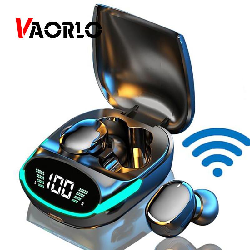 VAORLO 9D HIFI стерео басовая игровая гарнитура со светодиодным дисплеем, беспроводные наушники с шумоподавлением TWS Bluetooth 5,1, наушники для киберспорта