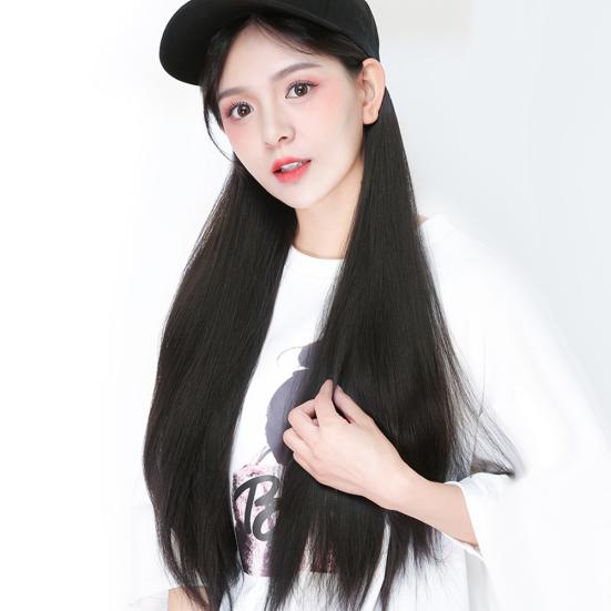 Yousheng Creative Women 2 в 1 Длинный прямой парик из вьющихся волос с бейсбольной кепкой