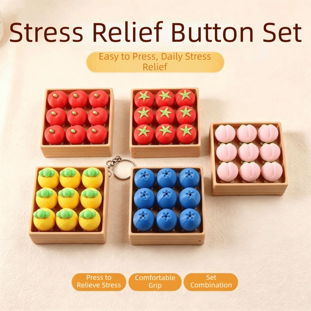 NineGrid Fruit Keycaps Clicker Simulation Keyboard Pendants Press Button Keychain Birthday Gift