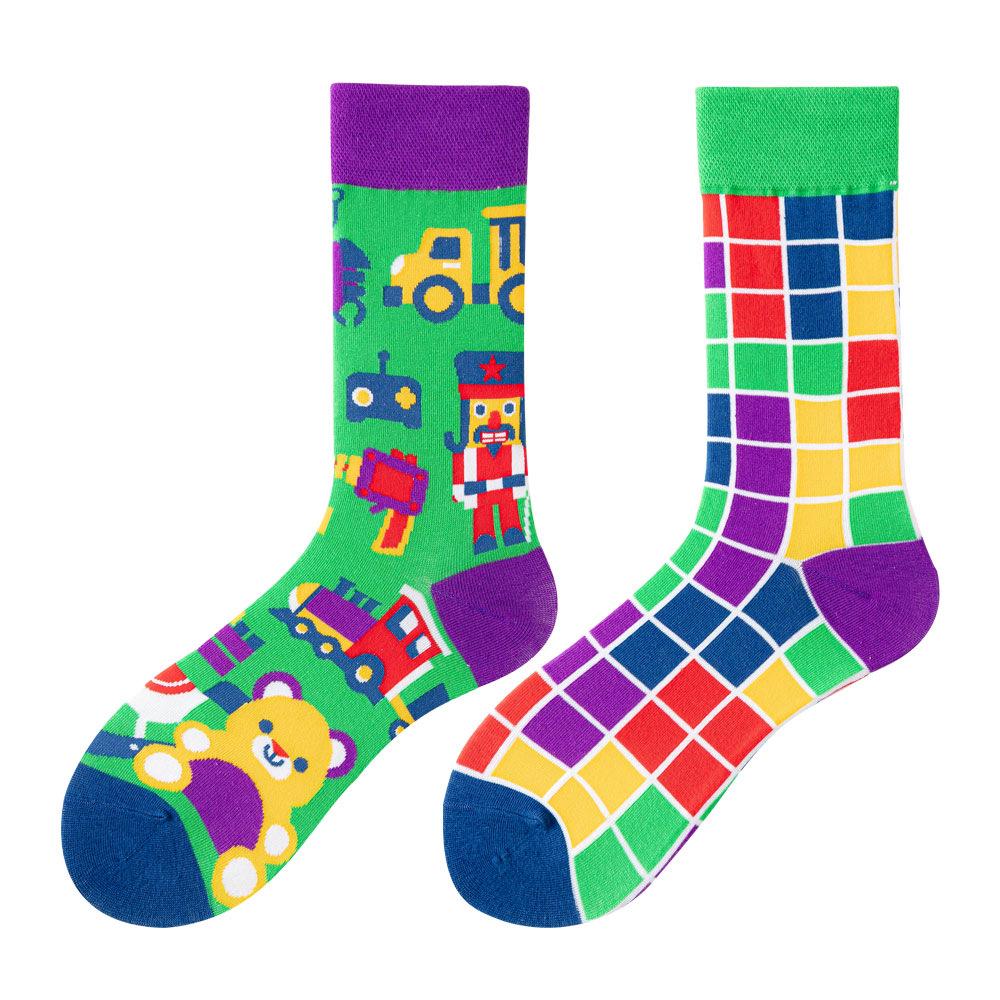 Asymmetric Colorful Christmas Cotton Socks for Couples