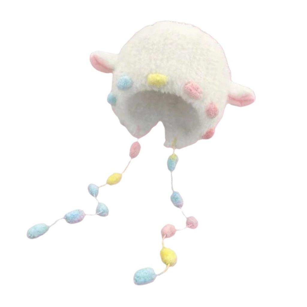 Lovely Plush Sheep Ear Hat with Warm Earflap Winter Activity Hat for Women Girl Pullover Hat Ear Protective Trapper Hat