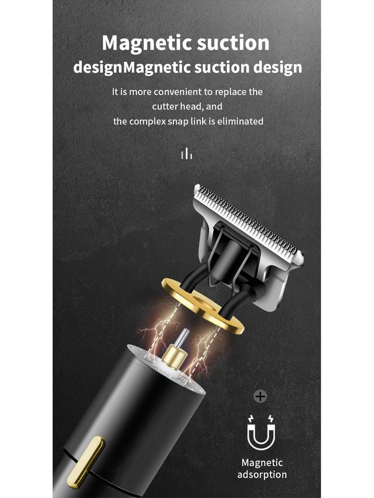 Перезаряжаемая электрическая машинка для стрижки волос T9 Bald и бритва с дизайном Carving Mark