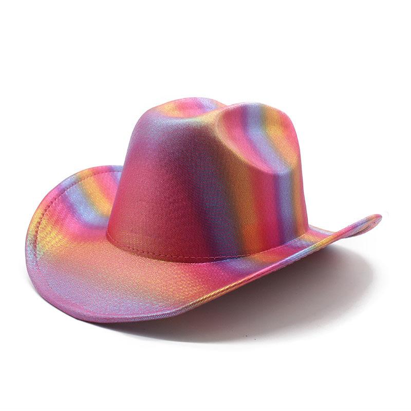 JYL TS DIY Rainbow Stripe Hat Unisex Party Festival Western Colorful Hat