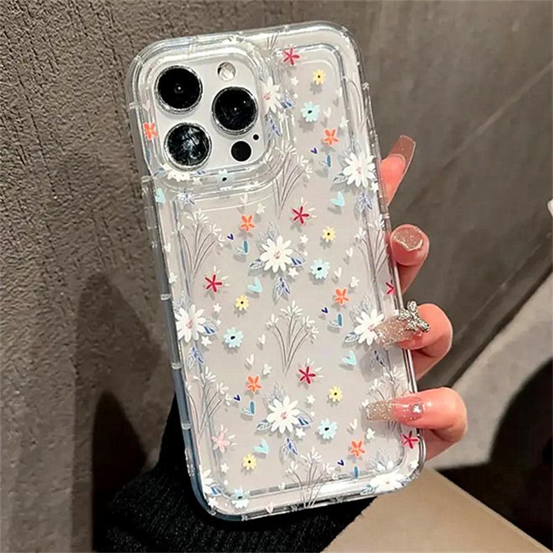 Мягкий силиконовый чехол с милым корейским цветком для Iphone 11 12 13 14 15 16 Pro Max 16E XR Прозрачная крышка