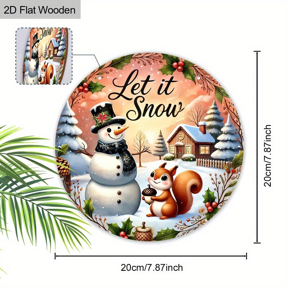 Знак рождественского украшения, подвесные украшения, 2D плоские деревянные изделия с рисунком рождественского снеговика и белки, рождественские подарки для друзей.