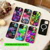 Чехол для телефона с граффити-артом для iPhone17,16,15,14,13,12,11 Plus,Pro Магнитный с беспроводной зарядкой Magsafe