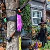 Large Crashing Witch Into Tree Halloween Decoration Outside Flying Witch Hitting Tree Prop for Outdoor Yard Garden Lawn Front Porch Decor