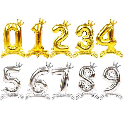 32-дюймовая золотая стойка с цифрами, фольгированные шары с короной, цифровые фигуры, Глобос 0-9, День рождения, Свадебное украшение, Детский, Выписка из роддома