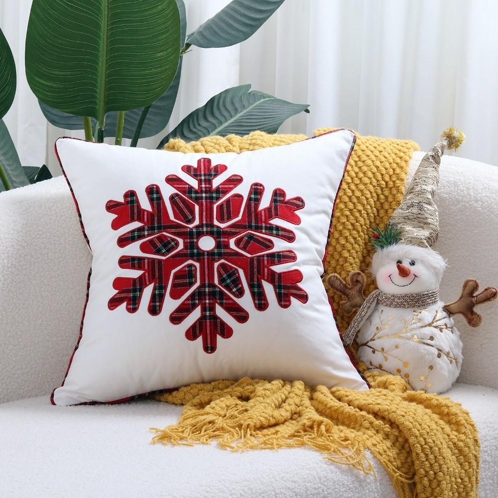 Merry Christmas Christmas Pillow Cover Snowflake Sofa Cushion Cover Christmas