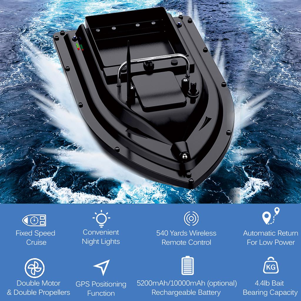 GPS Fishing Bait Boat with Large Bait Container Automatic Bait Boat with 400-500M Remote Range