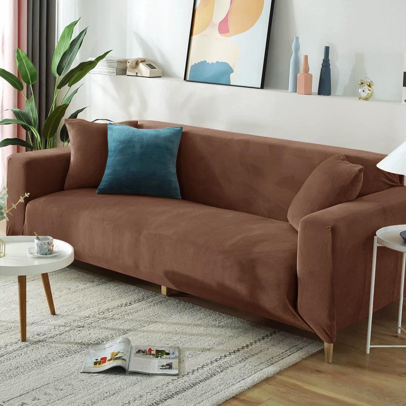 Couch Cover 3-Seater Sofa, Sofa Bed, Brown Velvet