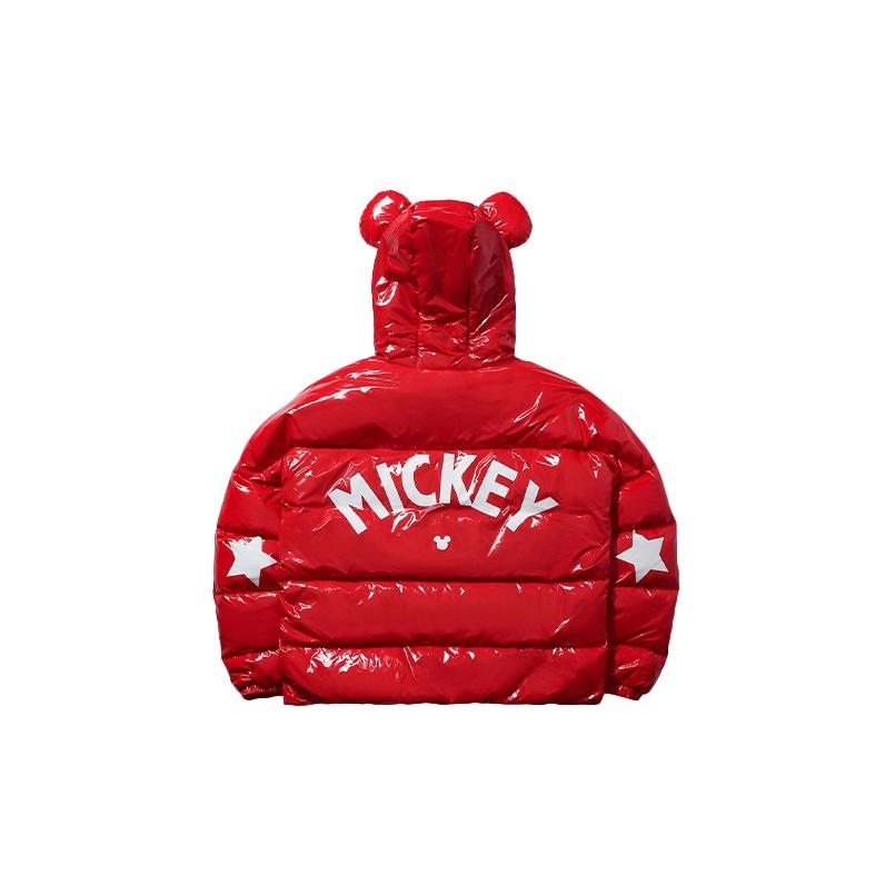 Короткая куртка-пуховик с капюшоном от Li Ning X Disney Collaboration, зимняя женская куртка цвета киноварно-красного AYMP144-2