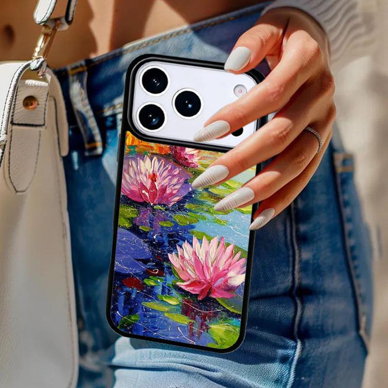 Летний чехол для телефона с лотосом для iPhone 17 Air 14 15 13 12 Max Чехол для Apple 16e 11 Pro Max Plus Coque