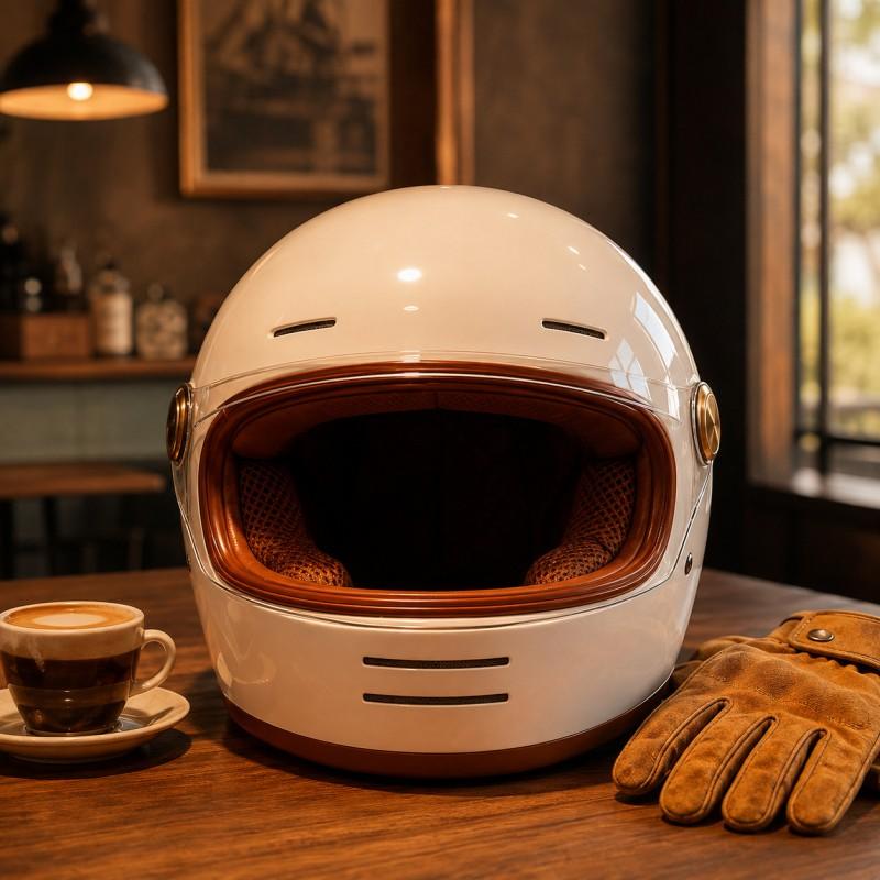 3C Certified Retro Motorcycle Full Face Helmet Men Women Cruiser ABS All Season