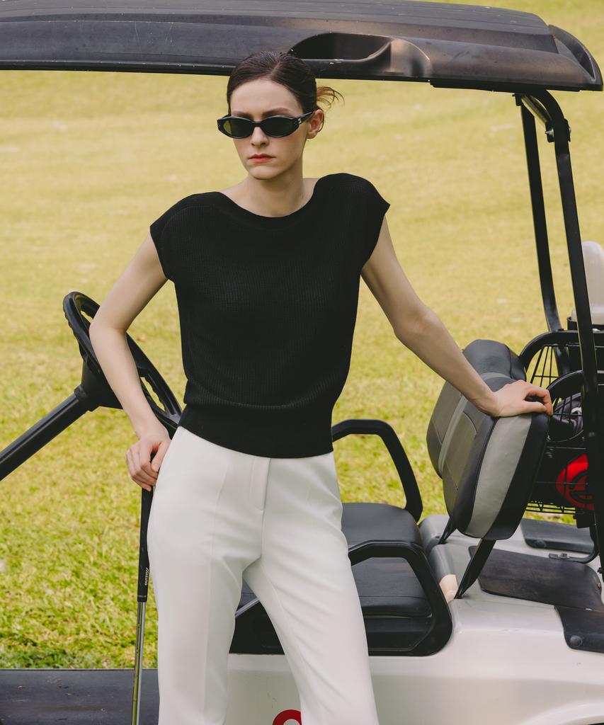OBER GOLF Summer Boat Neck Knit (Black)